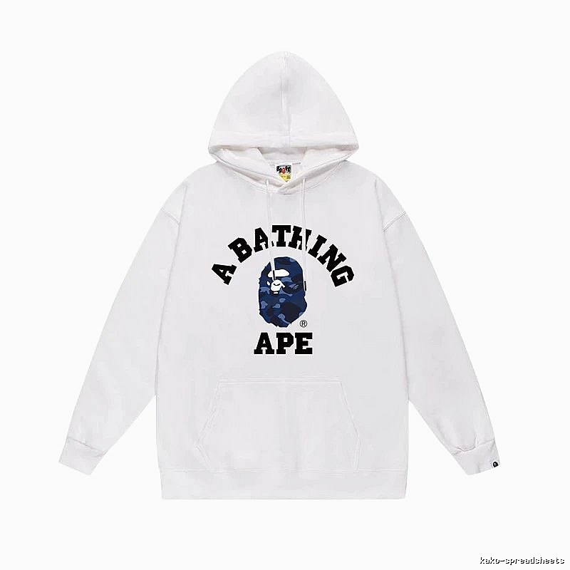 White hoodie with Bape Ape Head print