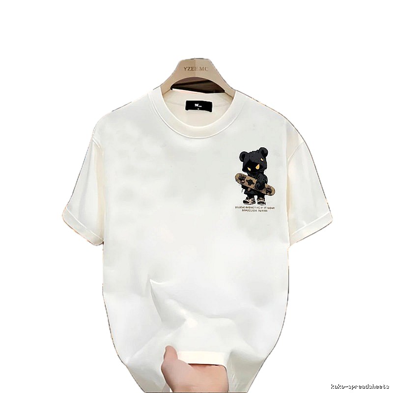 YZEE MC Skateboarding Bear Street Style Off-white T-Shirt