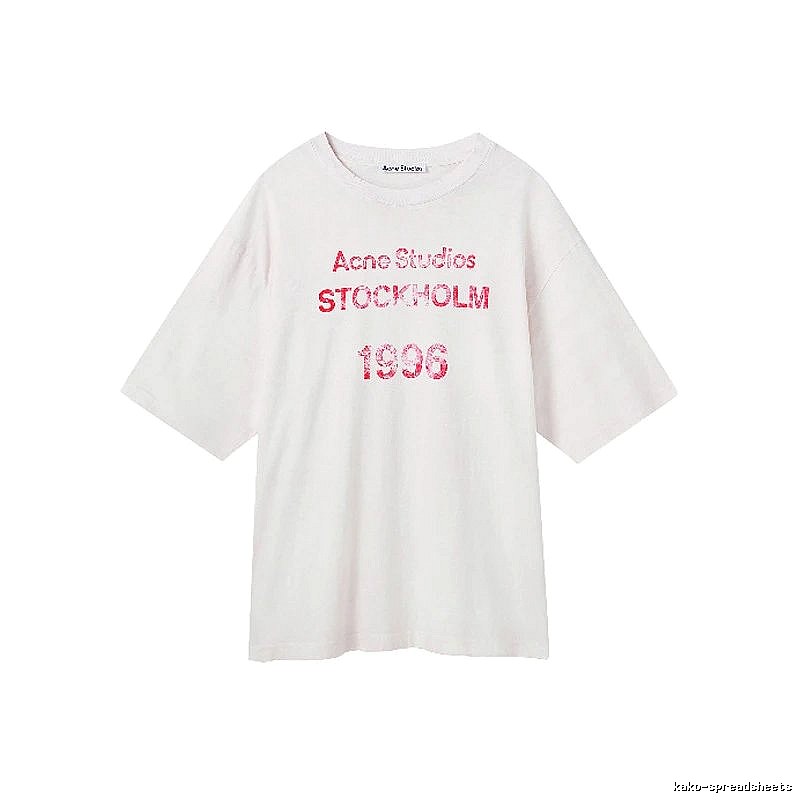 Acne Studios 2090-80 White Pink Lettering Style Ac908046 Stockholm Logo T-Shirt Resort Wear