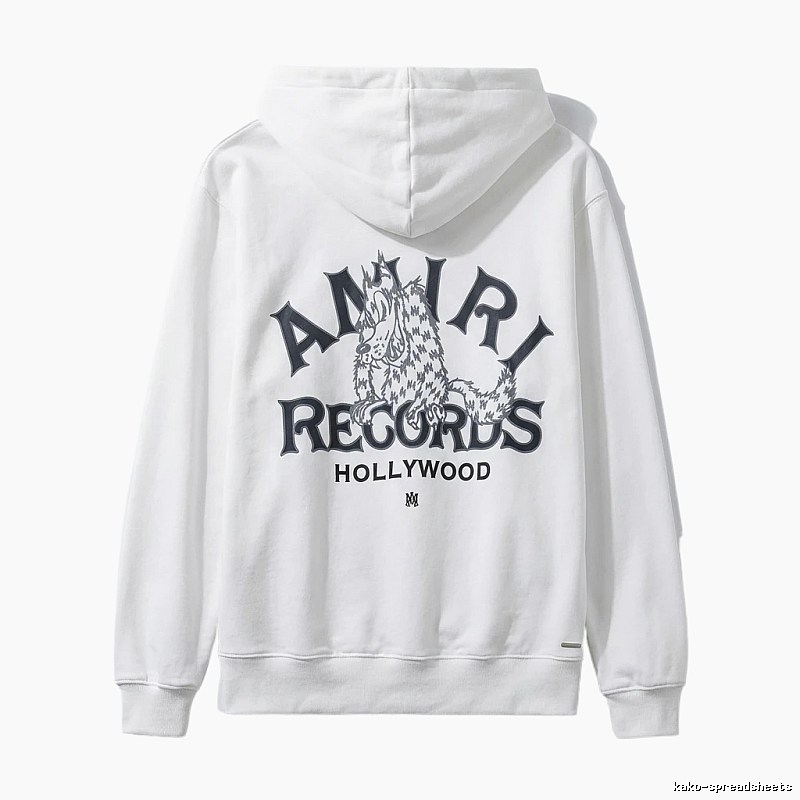 AMIRI RECORDS Series White Trendy and Cool Sweatshirt