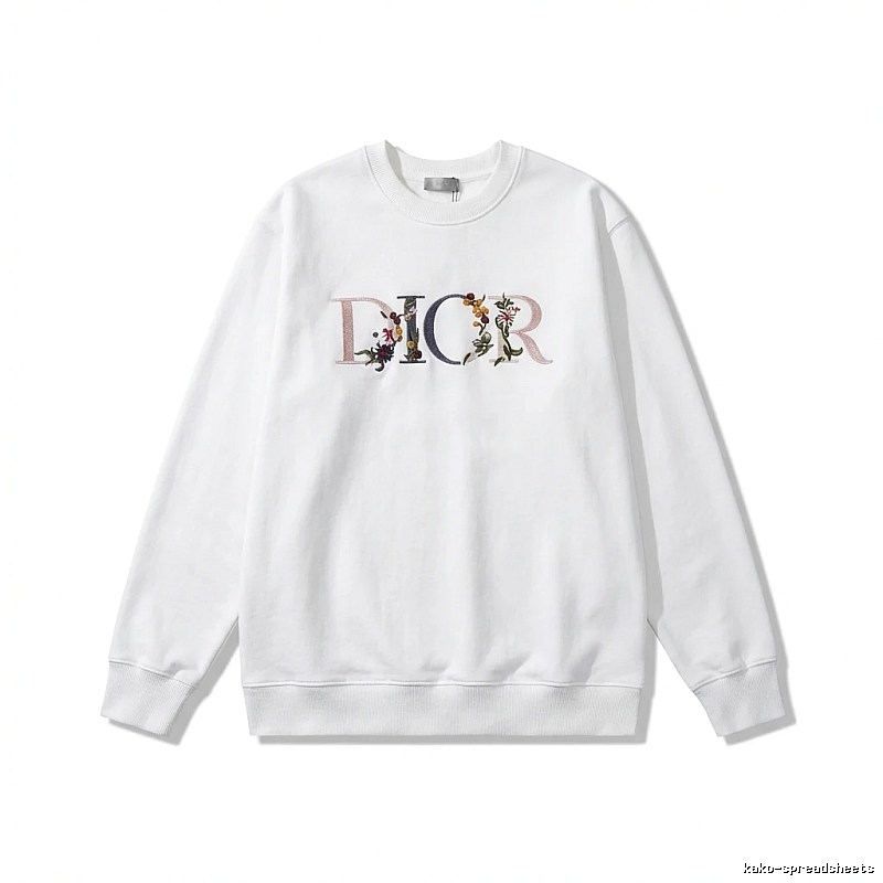 Dior floral embroidery style white sweatshirt