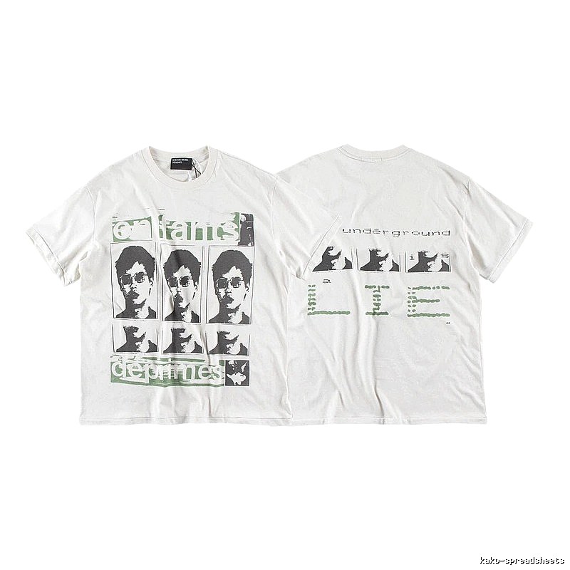 ERD GRJKD Portrait Print Vintage Off-white T-Shirt