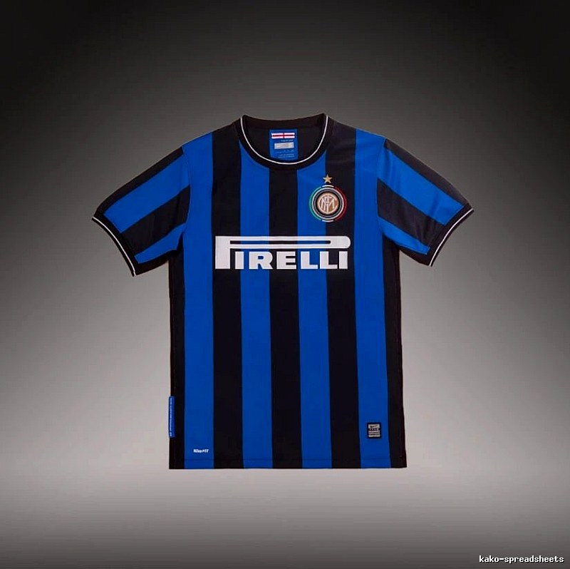 Inter Milan Monogram Brehme #3 soccer jersey Blue Black Striped for Layered Styling