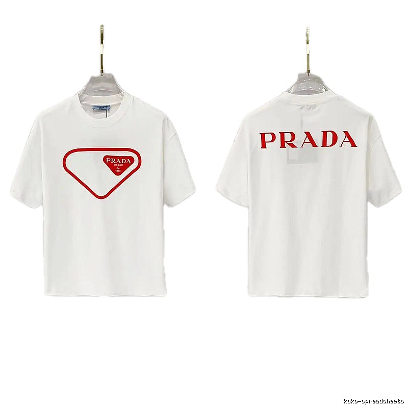 Prada Inverted Triangle Minimalist Style White Short-sleeve T-shirt