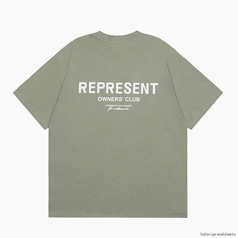 Represent Army Green Style 868 Owners Club T-Shirt Signature Detail Logo